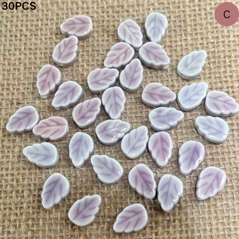 30pcs Leaf-Shaped Ceramic Beads for Handmade Jewelry